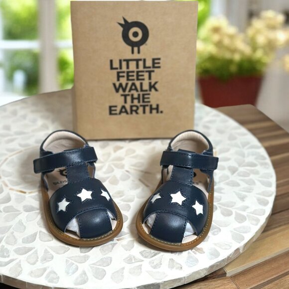 Old Soles Star Tot Navy Leather Baby Sandals EU 22 US 6 Infant Toddler Shoes NIB - Picture 6 of 15